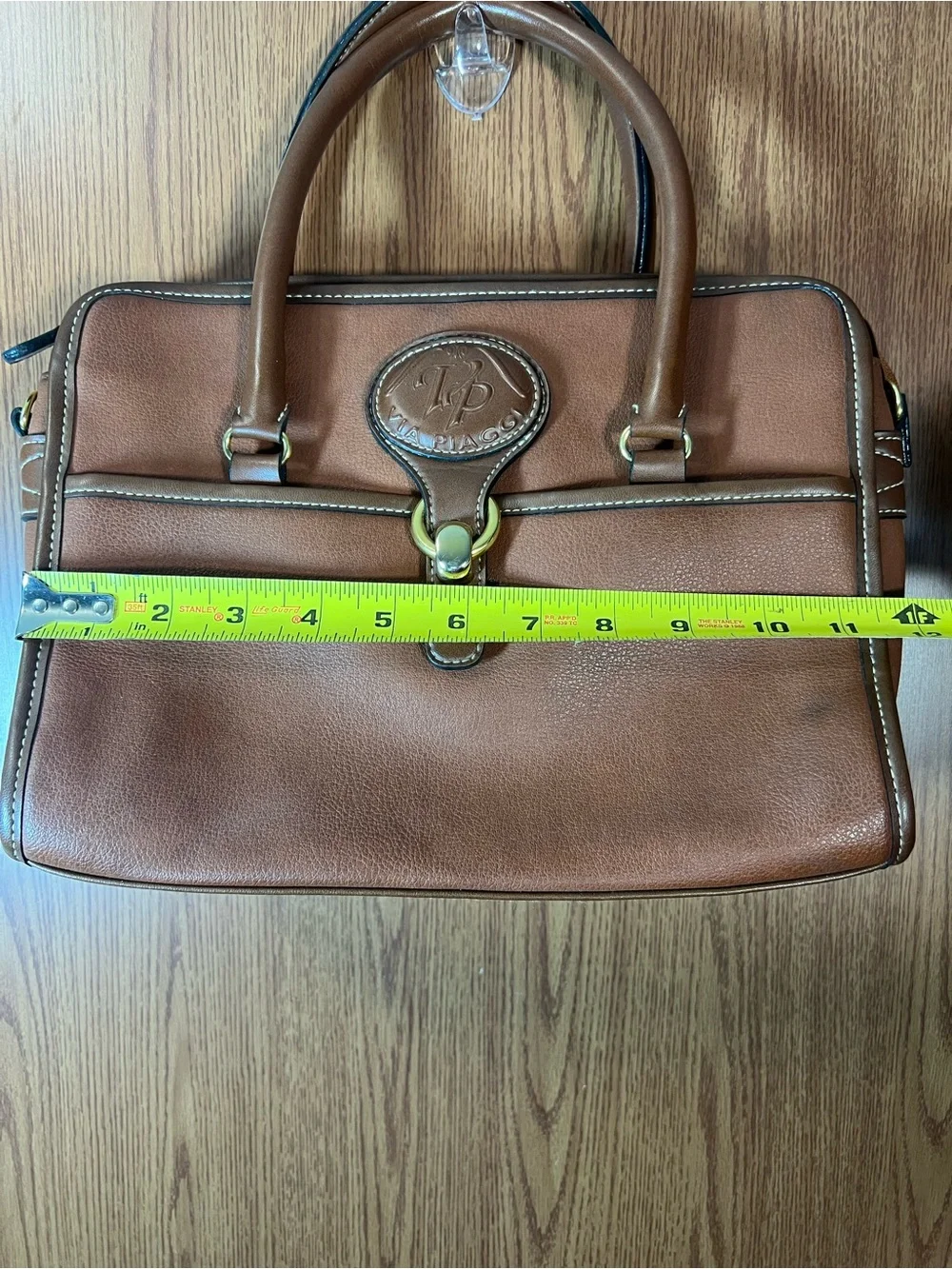 Via Piaggi Women’s Brown Satchel Top Handle Handbag Purse Vintage Style